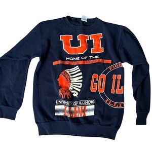 University of Illinois 80’s Navy & Orange Crewneck Sweatshirt